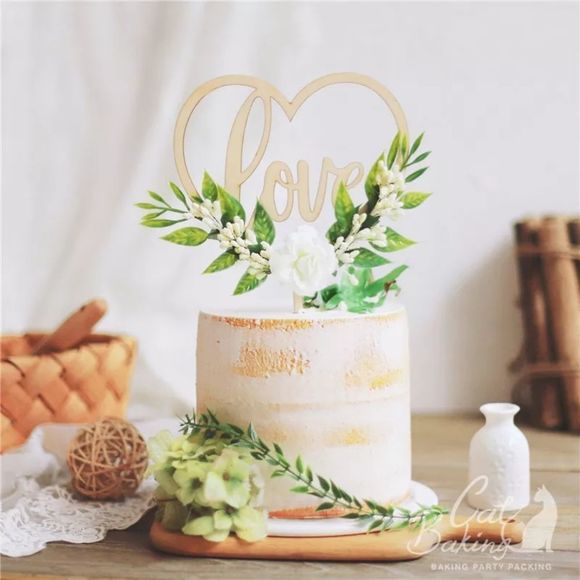 Ins Love Flower Happy Birthday Cake Toppers White - Picture 2 of 4